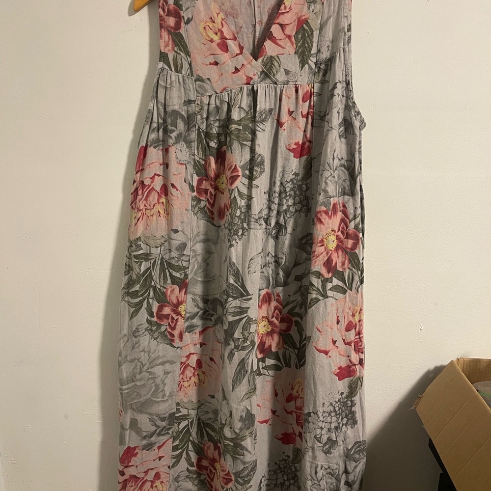 Francesca Bettini 100% LineFloral Sleeveless Maxi Dress - made in Italy
